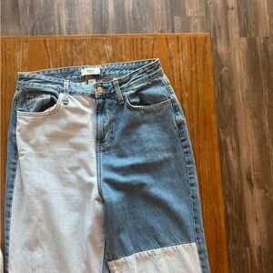 Two-Tone Denim Jeans
